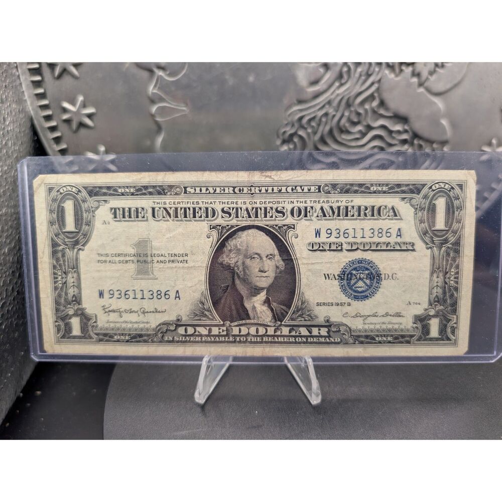 1957B $1 Silver Certificate • Blue Seal • W93611386A • Clean Circulated